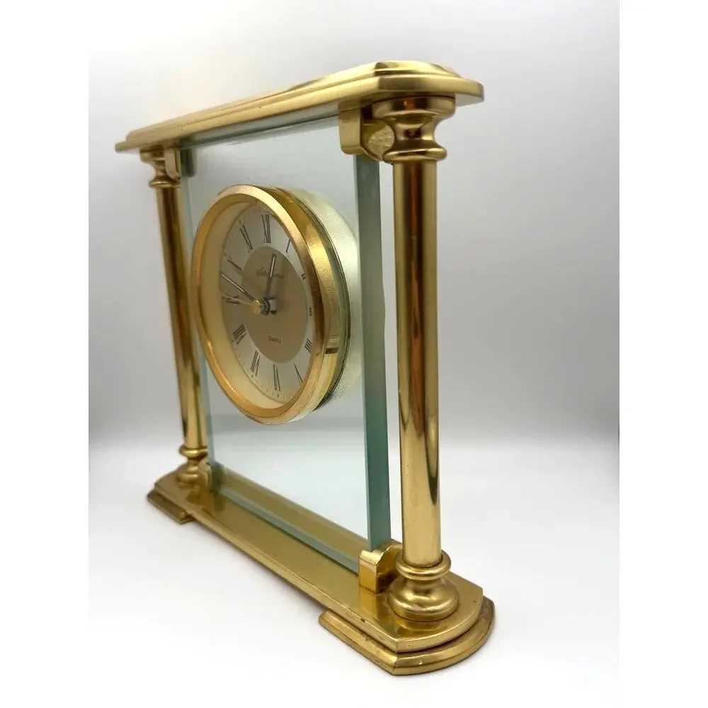 Vintage Seth Thomas Gold-Tone Quartz Arched Mantel Clock Working